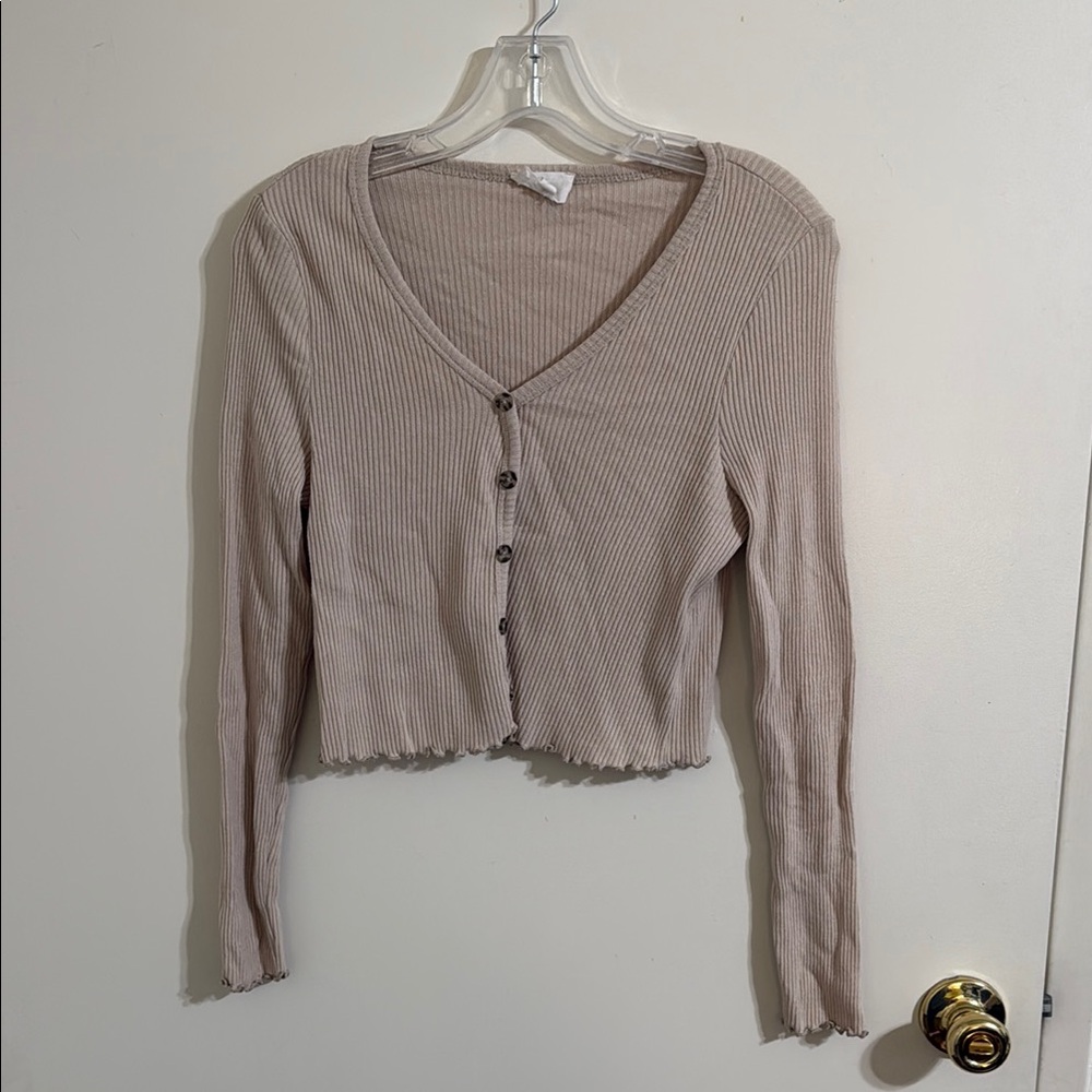 Ribbed Beige Crop Top